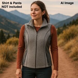 Kuhl Women M. Fleece Sherpa Vest Full Zip Gray Outdoor Casual Adventure Gorpcore